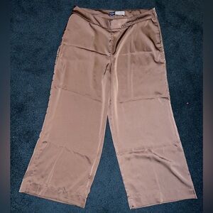 Satin-like Tan Wide Leg Pants